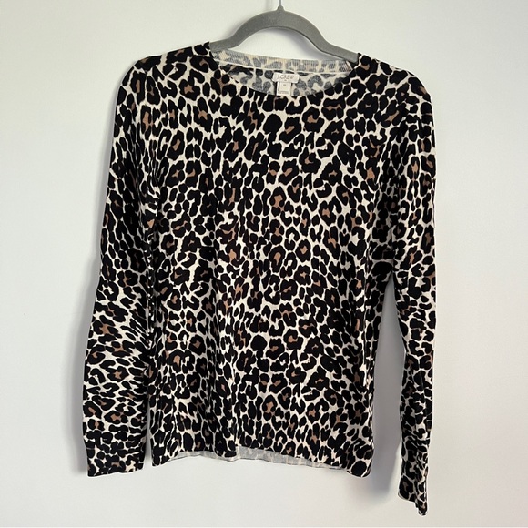 J. Crew Sweaters - J Crew 100% Cotton Knit Pullover Sweater Leopard Print Multicolor Women XS